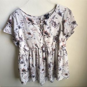 Torrid | Ivory Floral Georgette Lattice Babydoll